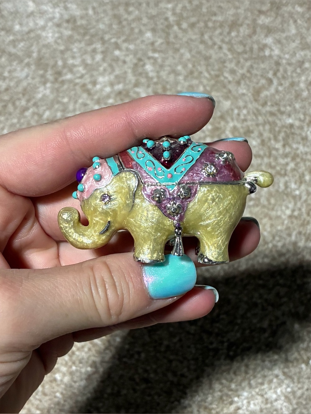 Monet Decorative Elephant Figurine Trinket Box